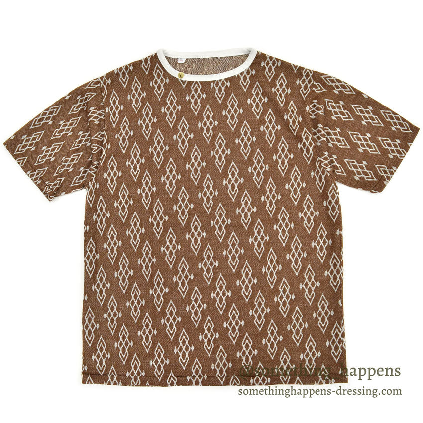 1960's〜 DEADSTOCK ELY&WALKER LEISURE KNITS JACQUARD T-SHIRT BROWN ... L