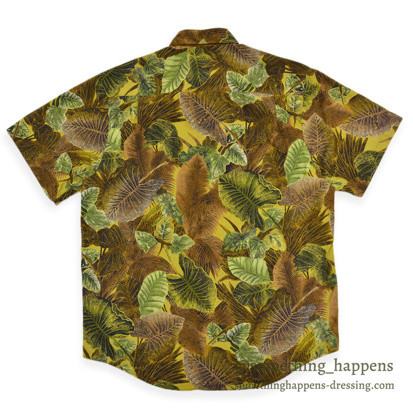1980's BANANA REPUBLIC SAFARI & TRAVEL LEAF PRINT S/S SHIRT ... S