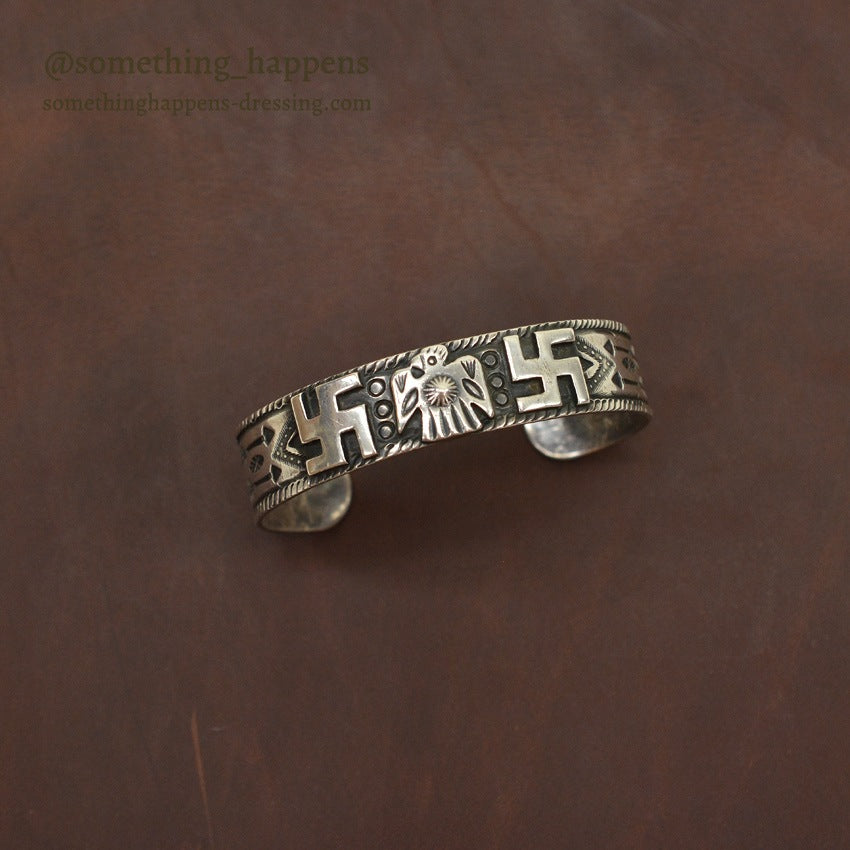 c.1930's NAVAJO FRED HARVEY ERA SWASTIKA SILVER BANGLE...