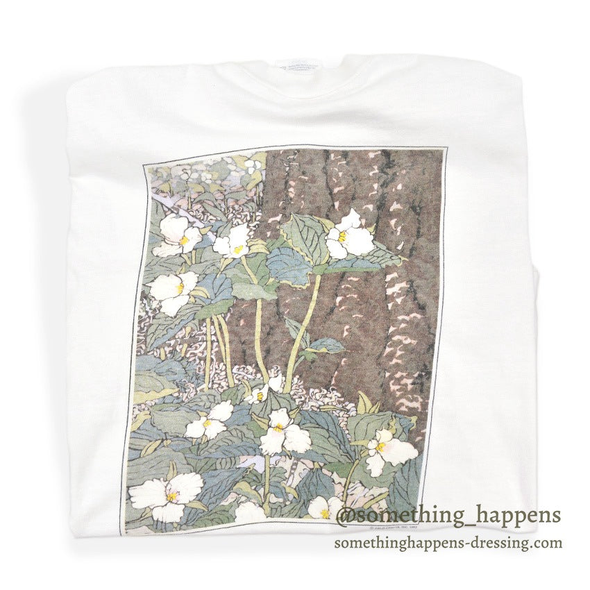 1990's HANES MICHIGAN FLORAL ART PRINT T-SHIRT...L