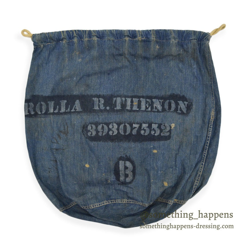 1940's USARMY WW2 DENIM LAUNDRY BAG STENCIL FADED...