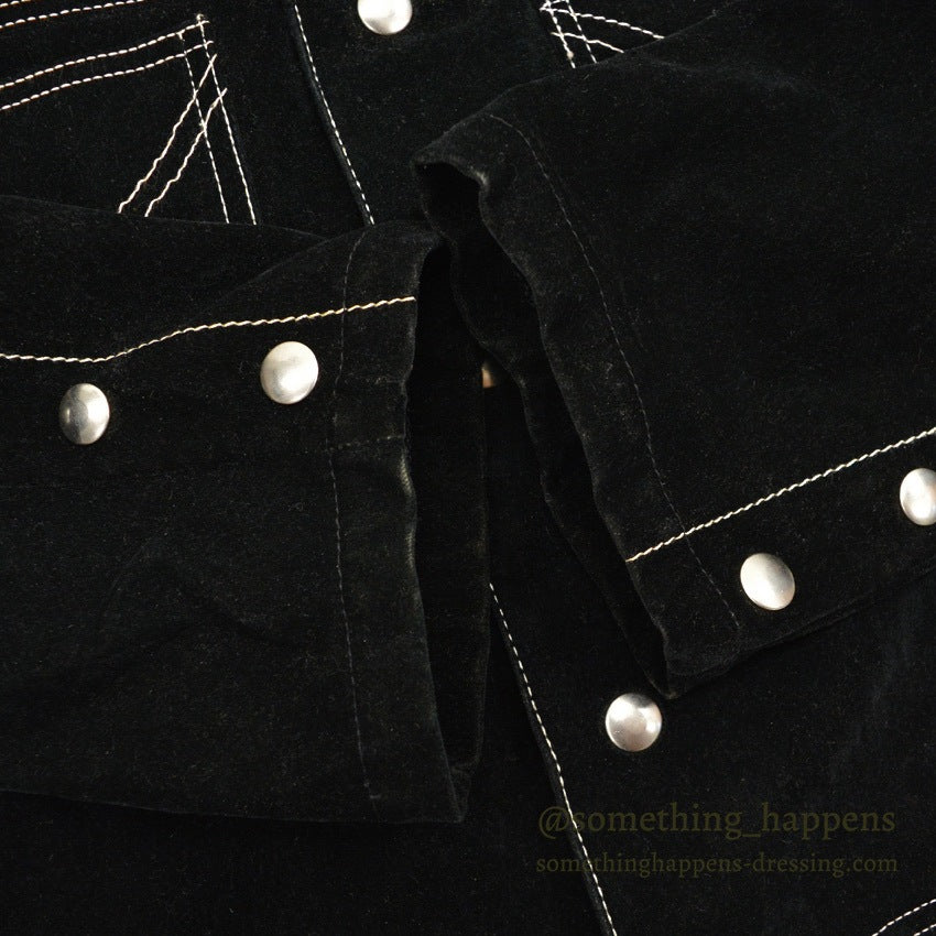 1970's MONTGOMERY WARD TWO POCKETS BLACK VELVETEEN JACKET... XL