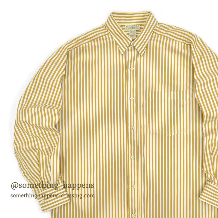 1980's BANANA REPUBLIC SAFARI & TRAVEL STRIPE SHIRT ... M