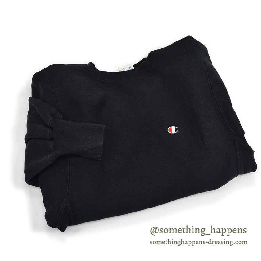 1990's CHAMPION PLAIN BLACK REVERSE WEAVE SWEAT SHIRT ... SMALL