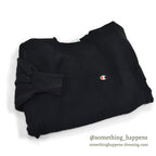 1990's CHAMPION PLAIN BLACK REVERSE WEAVE SWEAT SHIRT ... SMALL