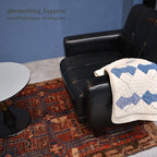ANTIQUE BOWTIE INDIGO CALICO PATCHWORK CRIB QUILT... 122cm/100cm