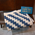 ANTIQUE LIGHTNING STREAK ZIG ZAG INDIGO STAR CALICO PATCHWORK QUILT... 195cm/120cm