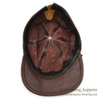 1980's~ BICK DARK BROWN LEATHER CAP SHORT BRIM...