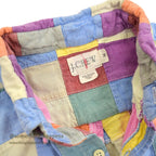 1990's J.CREW CRAZY COLOR PATCHWORK BD L/S SHIRT ... M