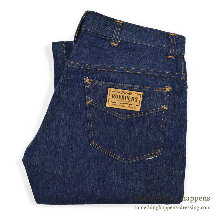 1960's SEARS ROEBUCKS DENIM PANTS SELVAGE MINT... W34/L29