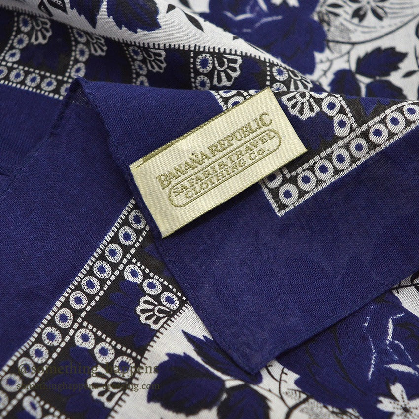 1980's DEADSTOCK BANANA REPUBLIC SAFARI & TRAVEL BANDANA NAVY...