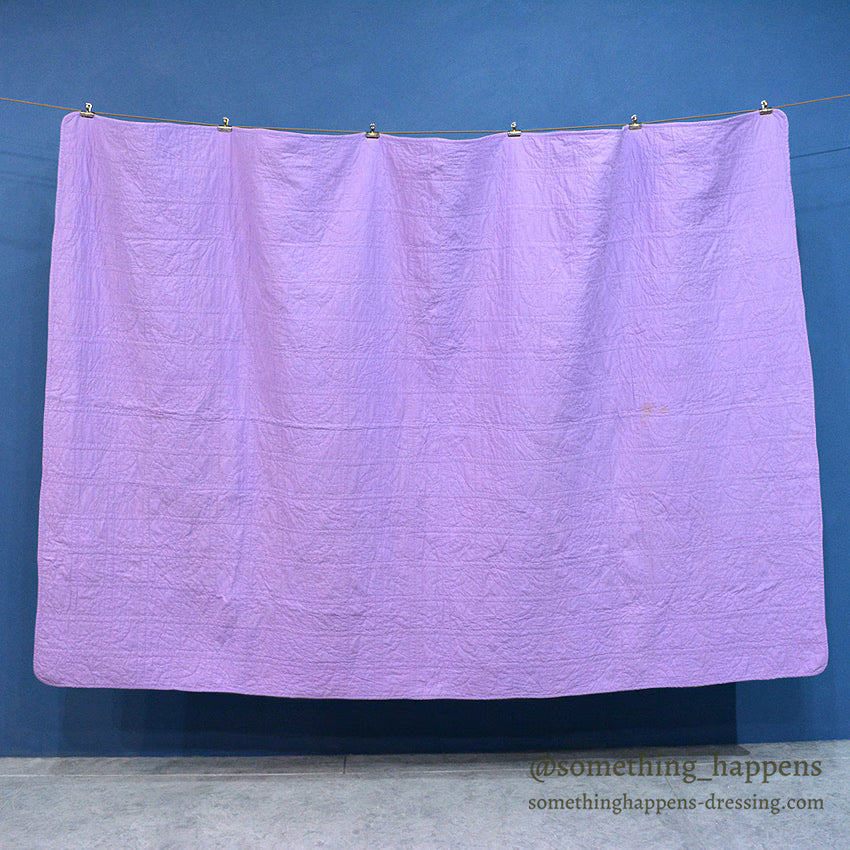 DRUNKARD'S PATH PURPLE & YELLOW PATCHWORK QUILT... 208cm/146cm