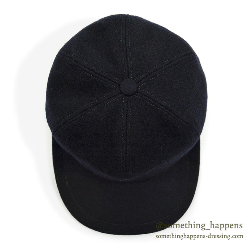 1980's~ LLBEAN ALL BLACK WOOL CAP - MADE IN ITALY - ... L
