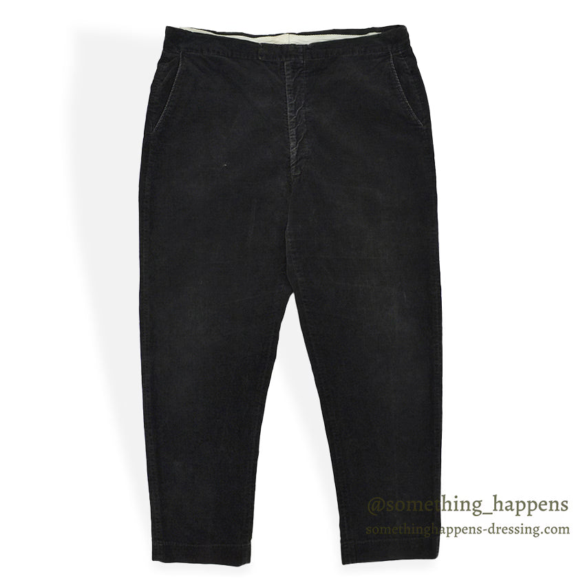 1960's BLACK CORDUROY SLACKS...W35/L28