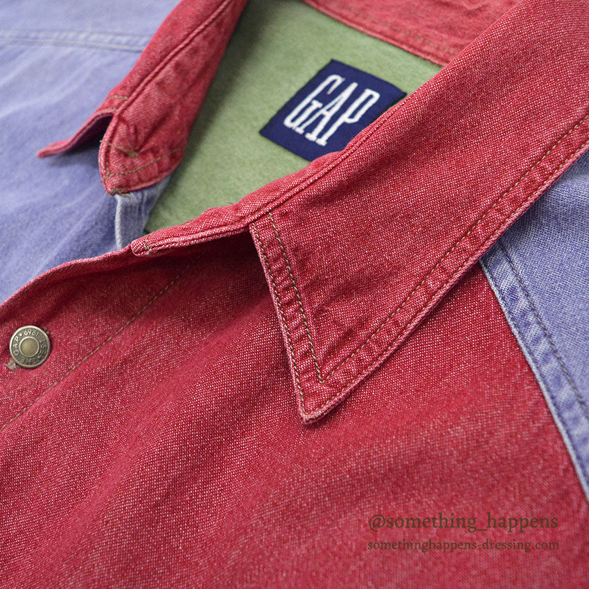 1980's〜 GAP MULTI COLOR DENIM WORK SHIRT ... L