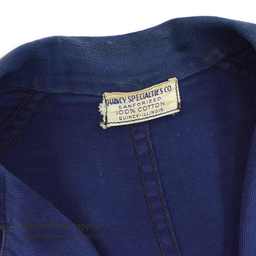 ~1940's QUINCY SPECIALTIES CO. WORK COAT CHANGE BUTTON FADED ...