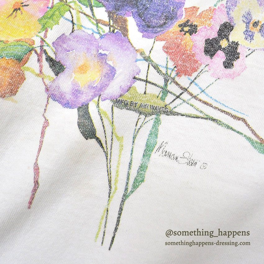 1990's FLOWER ART PRINT T-SHIRT...