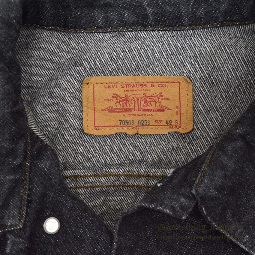 1980's Levi's 70506-0259 BLACK DENIM JACKET... 42R