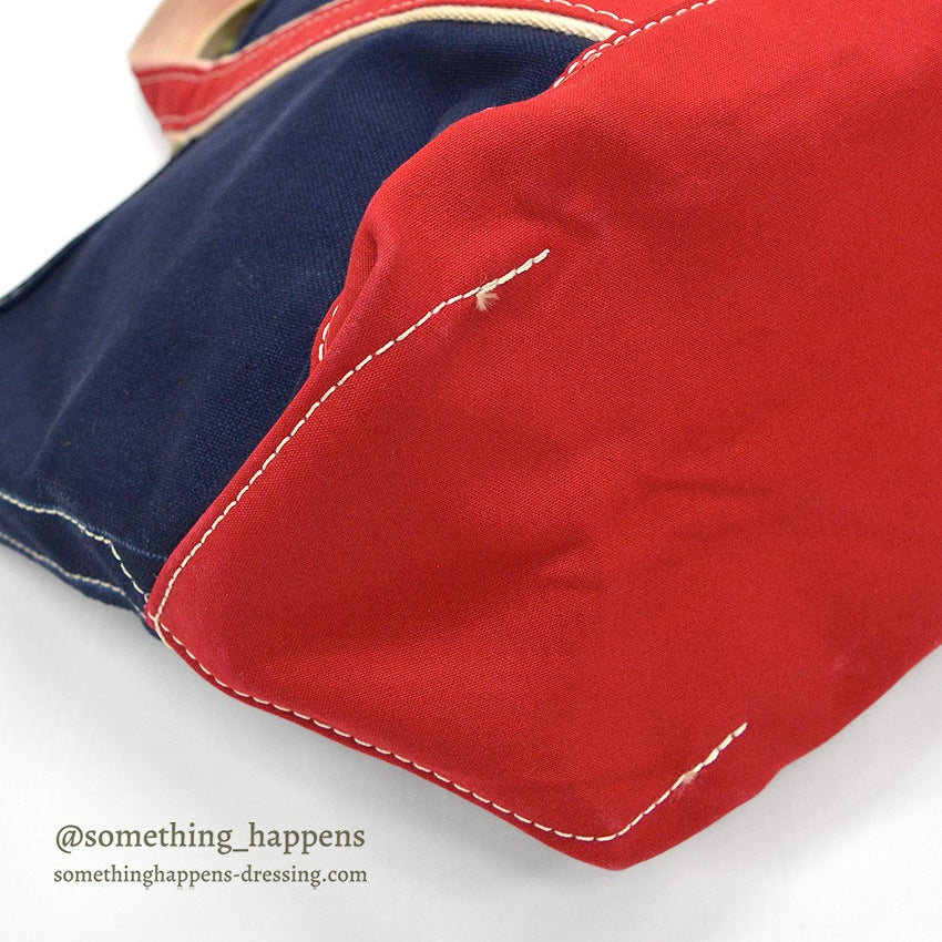 1980's LLBEAN DELUXE BOAT AND TOTE NAVY & RED... LARGE