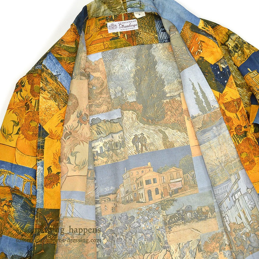 1970's STROMBERYS SPORTSWEAR ゴッホ ART PRINT L/S SHIRT ... M