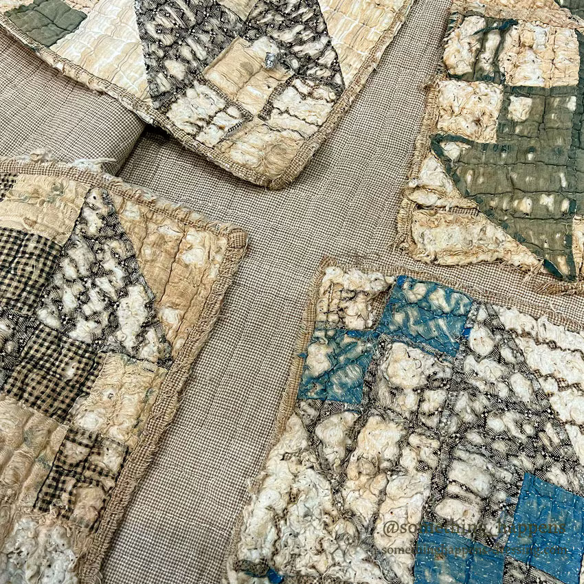 ANTIQUE CALICO PATCHWORK QUILT... 193cm/176cm