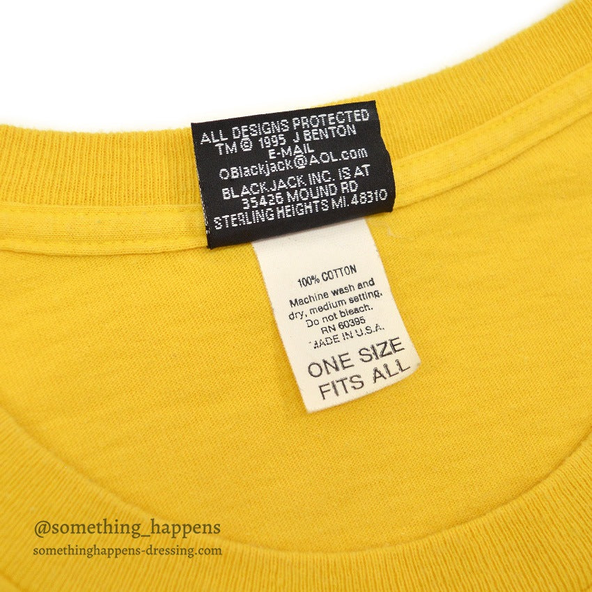 1990's BLACK JACK SMILEY FACE CROPPED T-SHIRT...