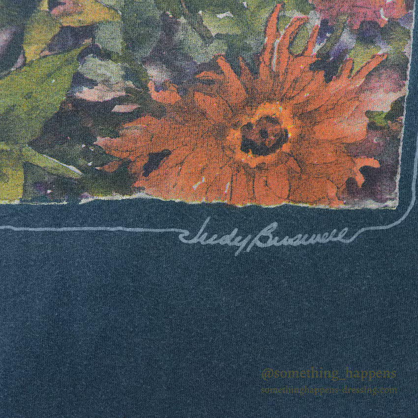 1990's TUF THREADS JUDY BUSWELL FLOWER ART PRINT T-SHIRT ... XL