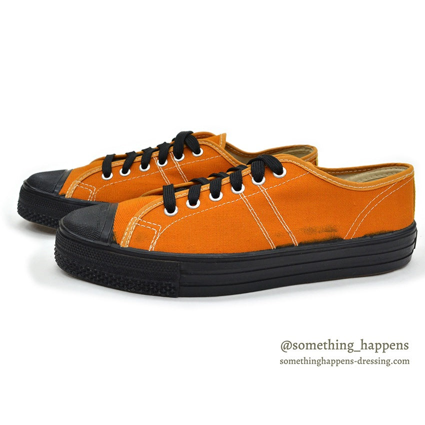 1970's DEADSTOCK UNKNOWN ORANGE/BLACK CANVAS SHOES...8