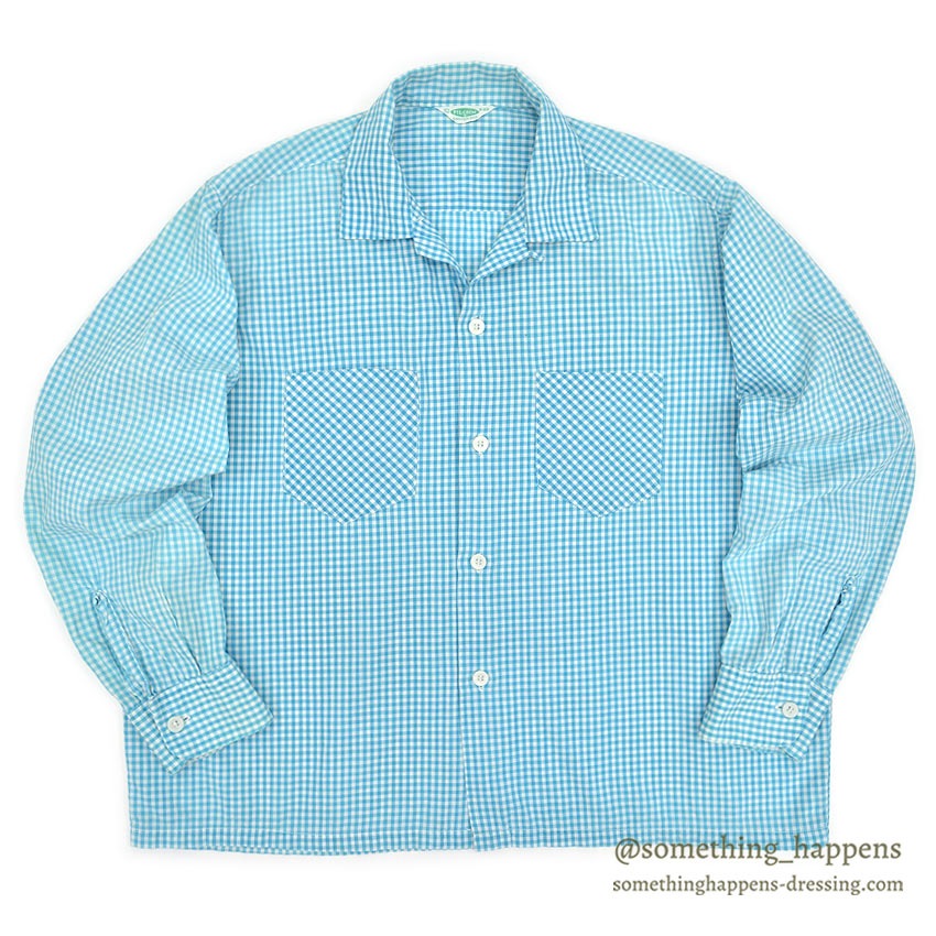 1950's PILGRIM GINGHAM CHECK L/S SHIRT LIGHT BLUE/WHITE ... L