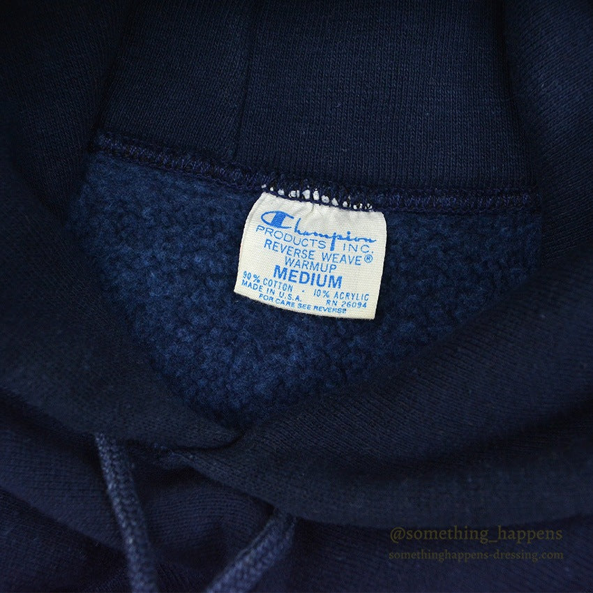 1970's CHAMPION NAVY BLANK REVERSE WEAVE SWEAT PARKA MINT... M