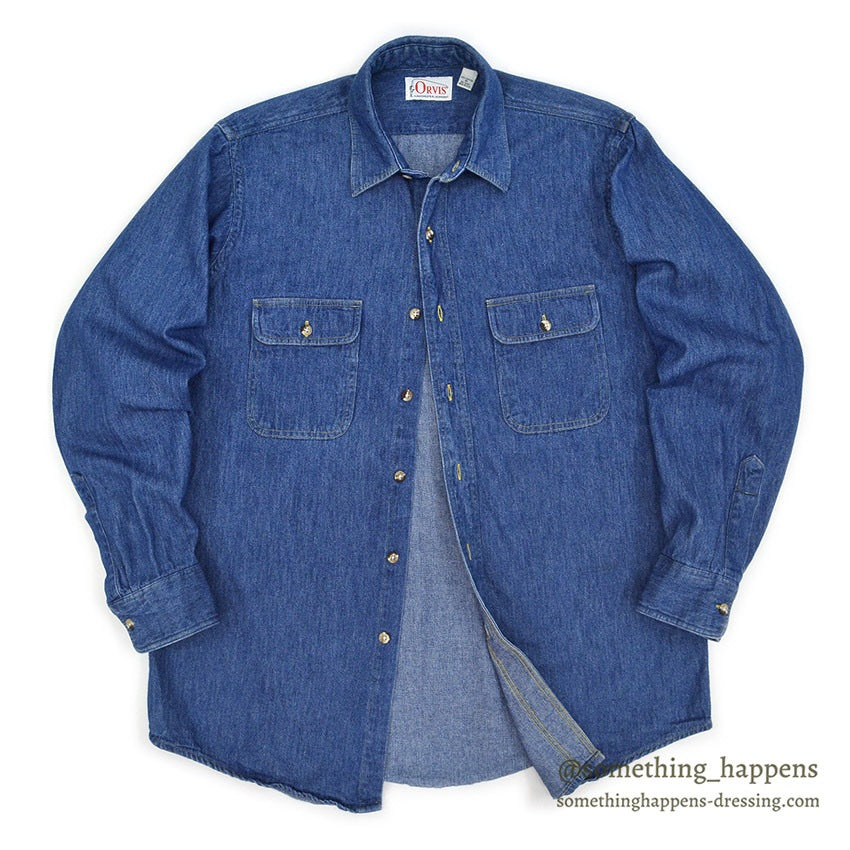 1980's ORVIS DENIM WORK SHIRT ... M