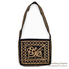 1960's~ HAND MADE EMBROIDERED BLACK VELVET SHOULDER BAG...