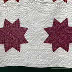 ANTIQUE 1898 to 1929 QUILTED RED STAR QUILT... 190cm/183cm