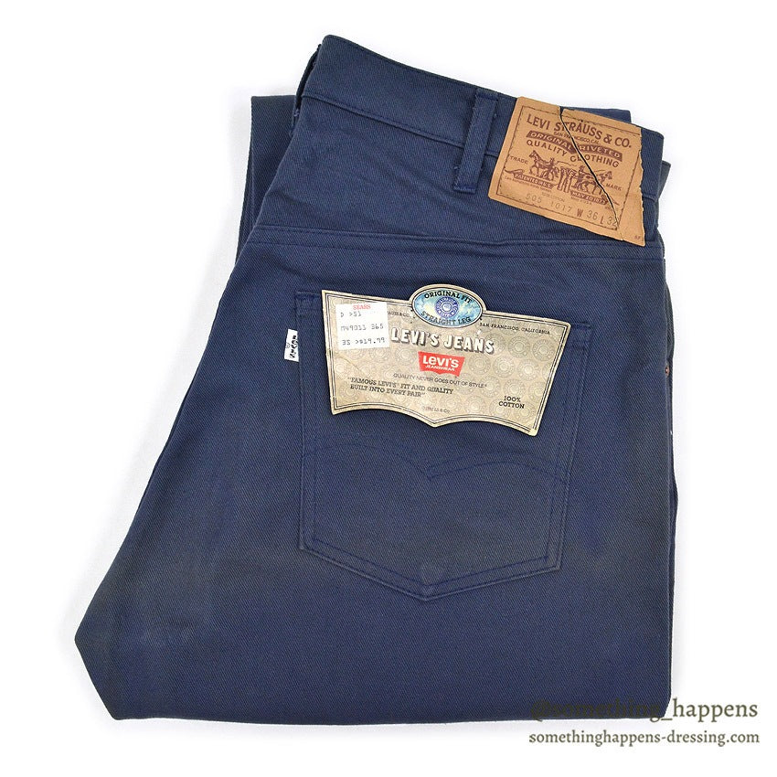 1980's DEADSTOCK Levi's 505-1017 BLUE COTTON TWILL PANTS... W36/L32