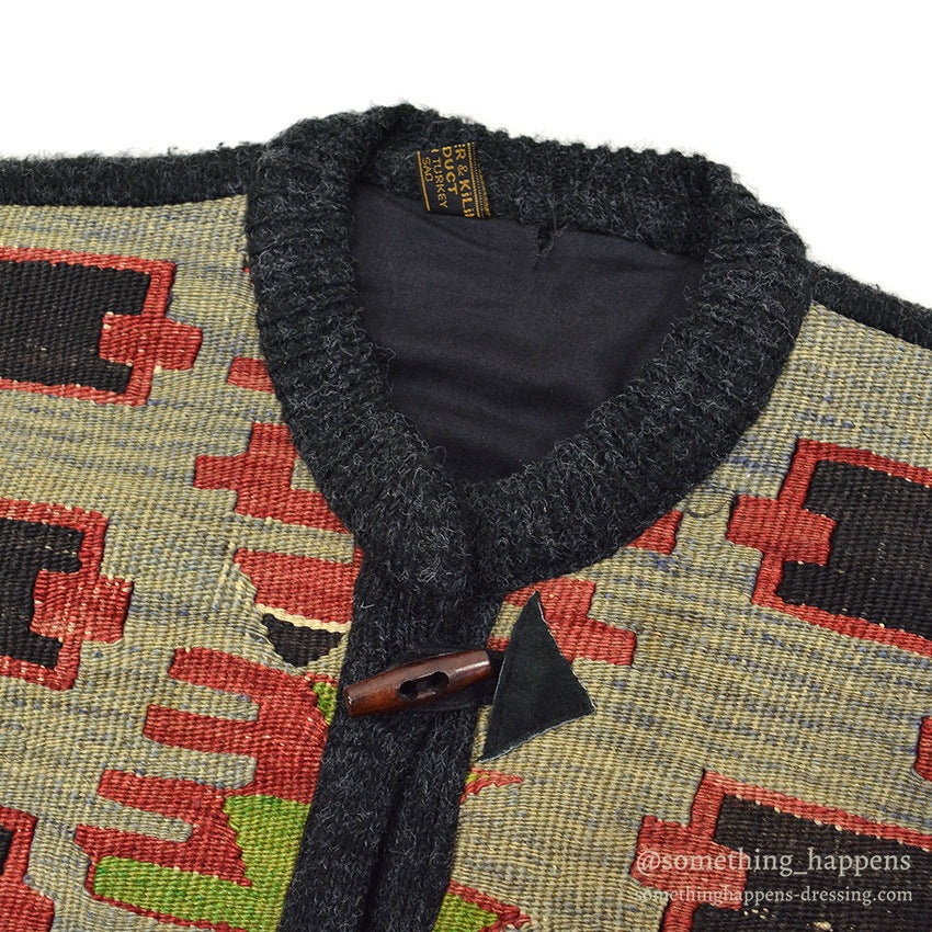 1990's~ LEATHER & KILIM PRODUCT BY SAO WOOL CARDIGAN...