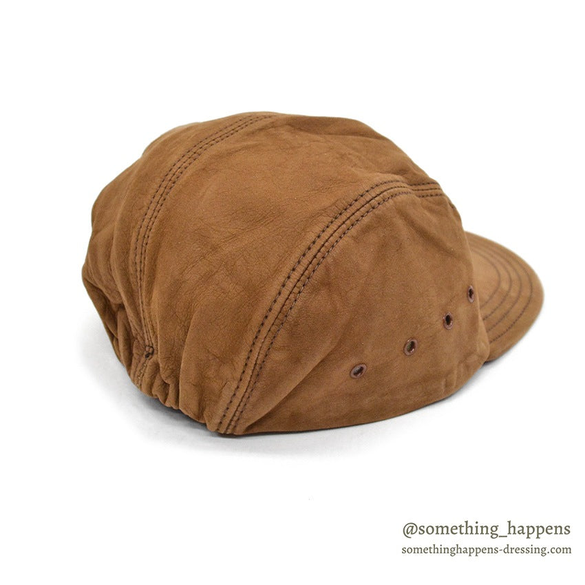 1980's DEADSTOCK LLBEAN CHESTNUT LEATHER CAP...L/XL