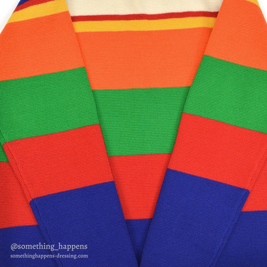 1990's J.CREW MULTI WIDE BORDER WOOL SWEATER... XL