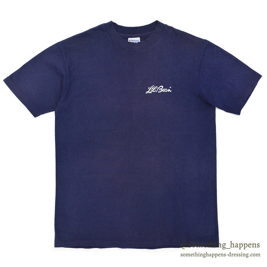 1980s Hanes LL Bean Cursive Logo T-Shirt Faded Navy ... L