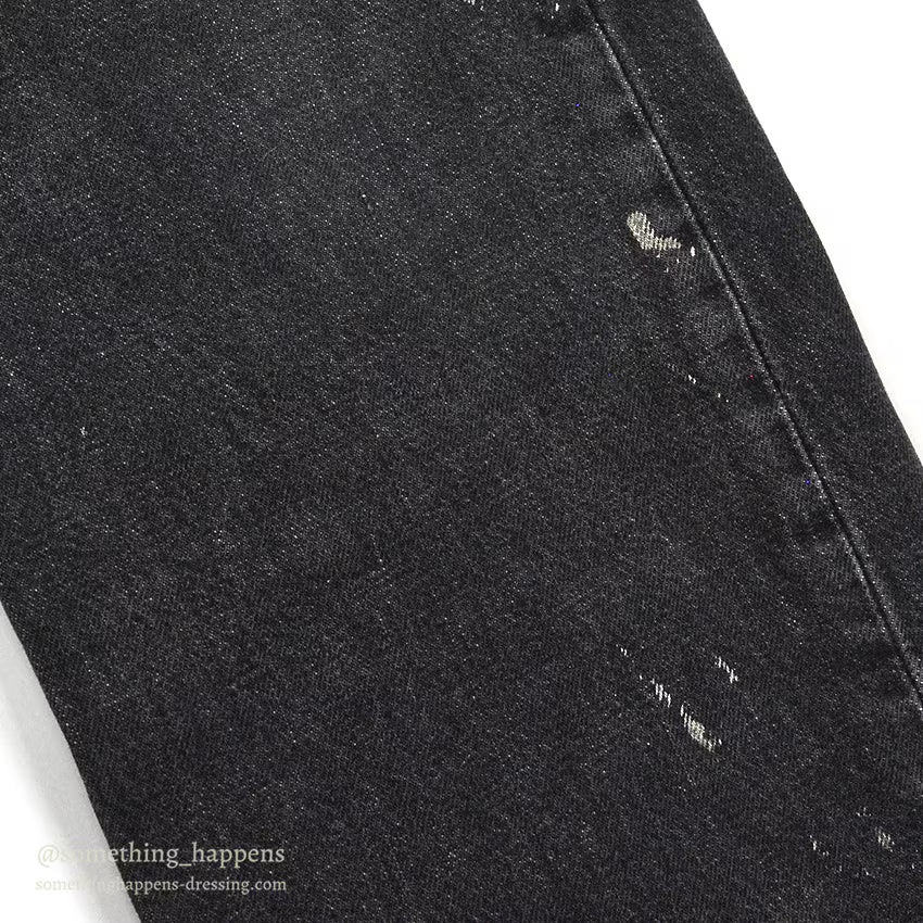 Levi's 501 BLACK DENIM PANTS Made in USA ORANGE STITCH... W34/L32