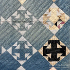ANTIQUE INDIGO CALICO PATCHWORK QUILT BEAUTIFUL FADED... 196cm/164cm