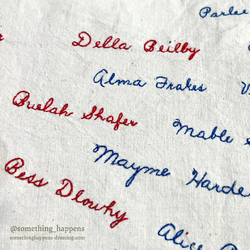 ANTIQUE WOMEN'S CLUB OVER 200 SIGNATURES EMBROIDERY CLOTH UNUSED...