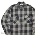 1970's~ FIVE BROTHER BLACK/GRAY PLAID FLANNEL SHIRT ... L