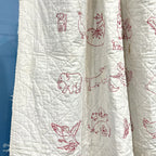 REDWORK HAND EMBROIDERY BABY QUILT... 120cm/107cm