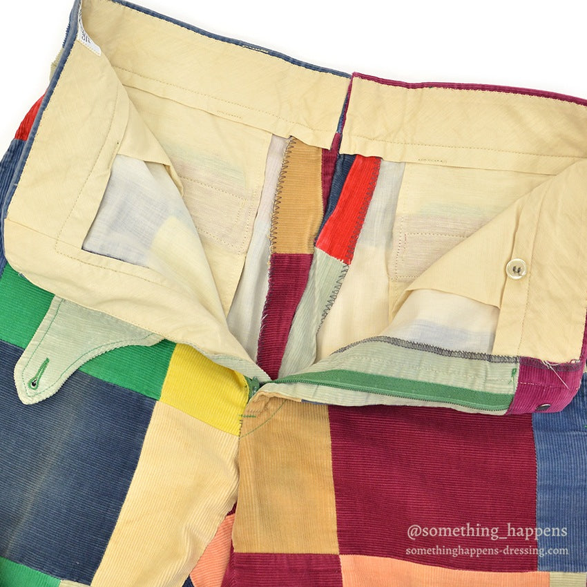 1970's CRAZY PATTERN PATCHWORK CORDUROY PANTS... W32/L28