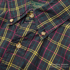 1980's OUTFITTERS IMPORTED FABLIC PLAID B/D SHIRT ... M
