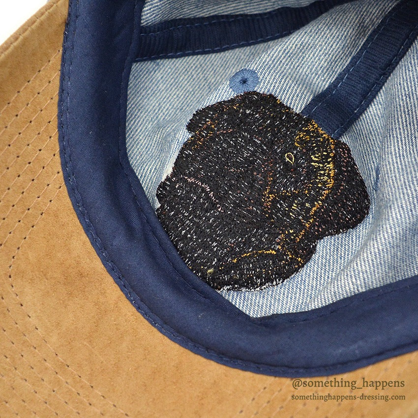 1990's~ DOG EMBROIDERY LEATHER / DENIM CAP...