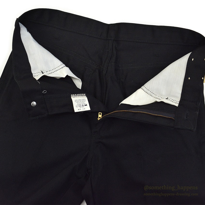 1970's~ DEADSTOCK CHALLENGER BY Kmart BLACK BOOT CUT TWILL PANTS... W32/L32