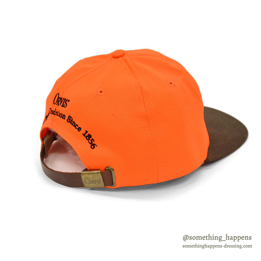 1990's DEADSTOCK ORVIS DOG EMBROIDERY ORANGE/OILED CLOTH CAP...