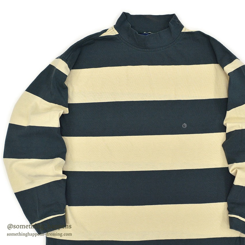1990's DEADATOCK GAP GREEN/CREAM WIDE STRIPE COTTON L/S TEE ... S