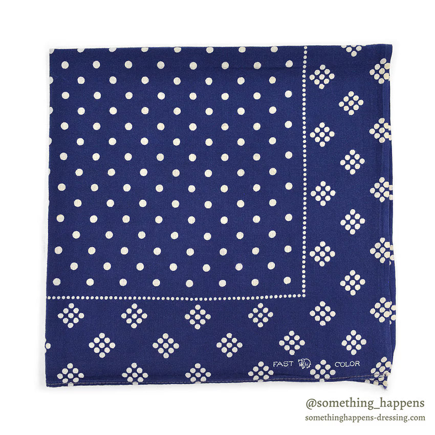 1930's~ ELEPHANT BRAND WHITE DOTS NAVY BANDANA TRUNK DOWN ...